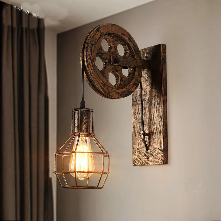 Rustic Wheel Light