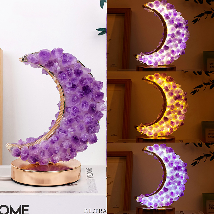 Crescent Moon Crystal Lamp