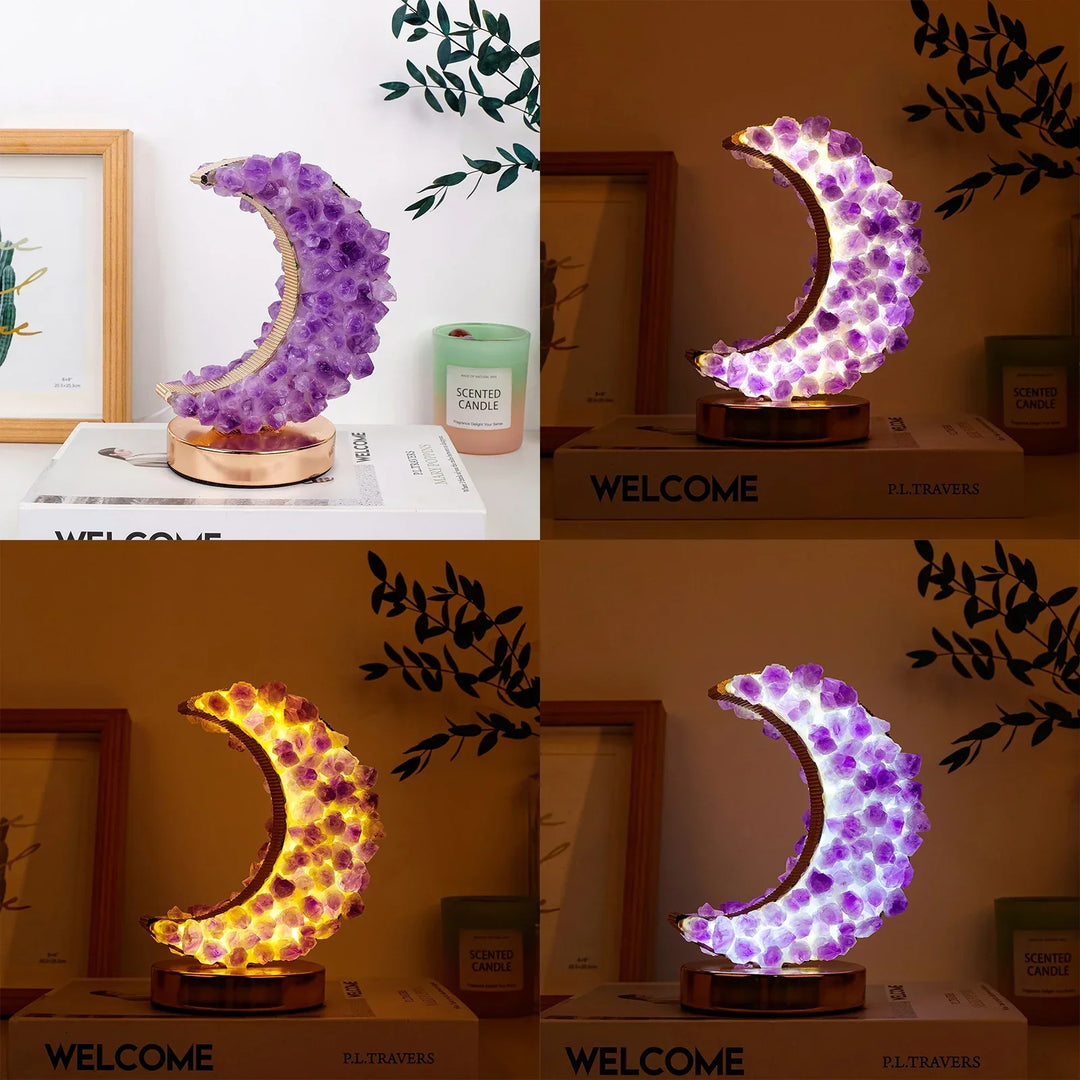 Crescent Moon Crystal Lamp