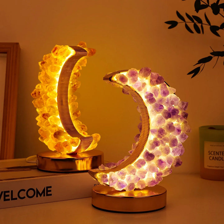 Crescent Moon Crystal Lamp