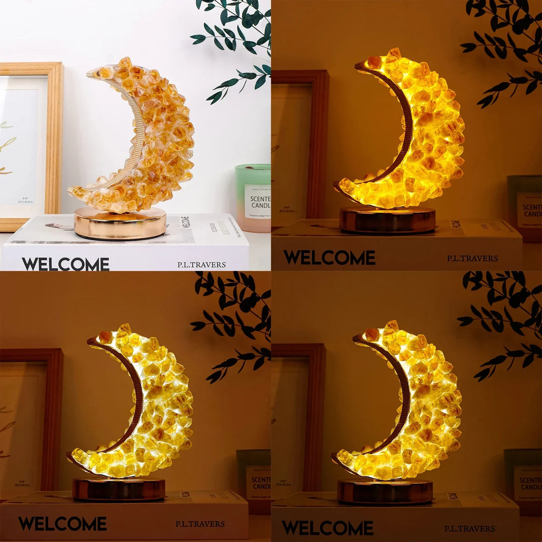 Crescent Moon Crystal Lamp