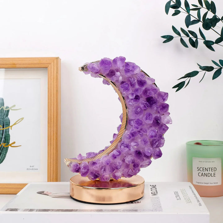 Crescent Moon Crystal Lamp