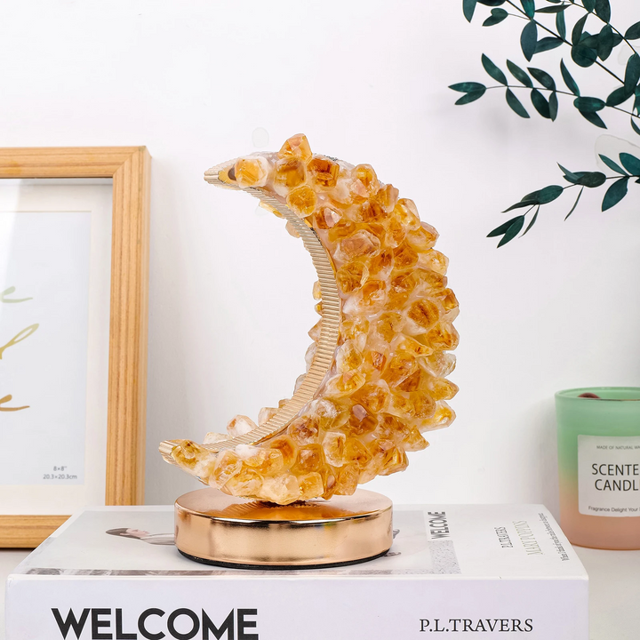 Crescent Moon Crystal Lamp
