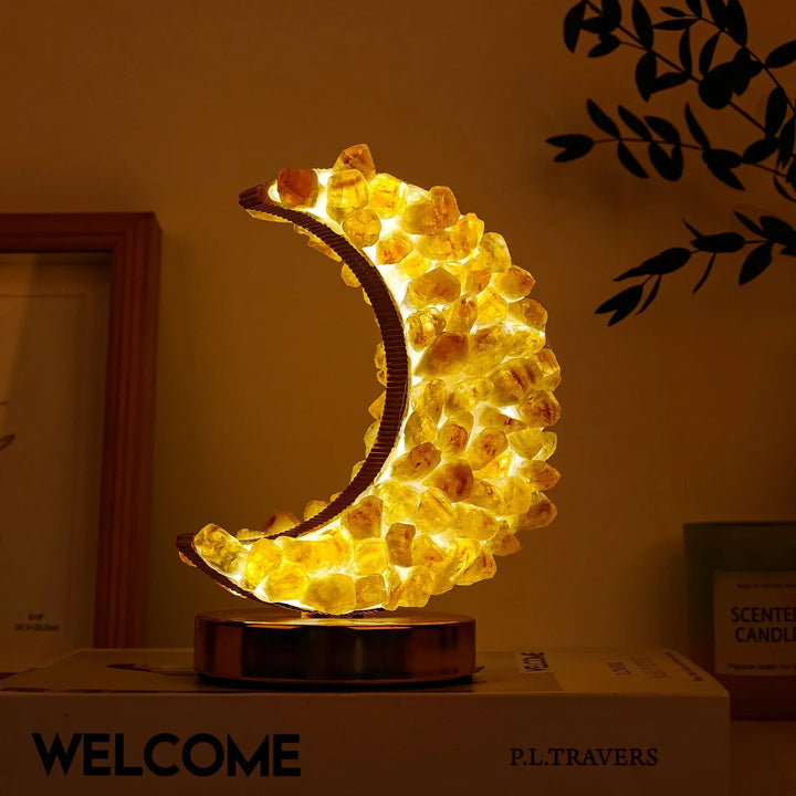 Crescent Moon Crystal Lamp