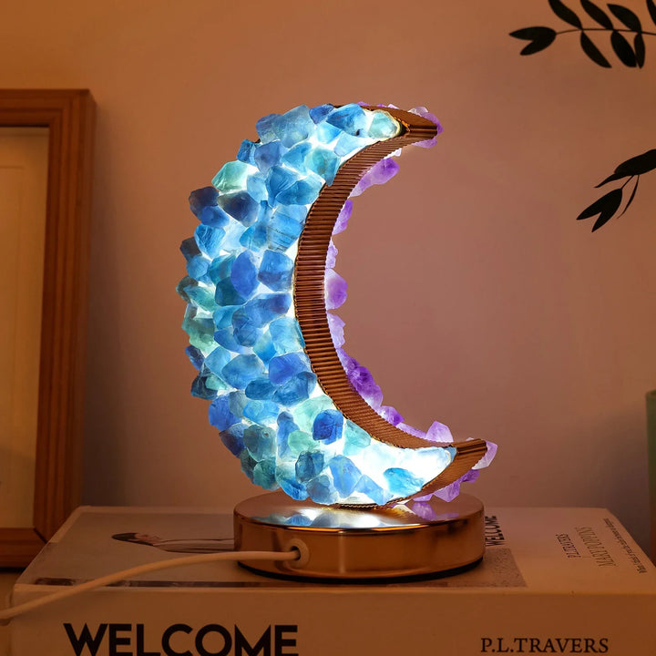 Crescent Moon Crystal Lamp