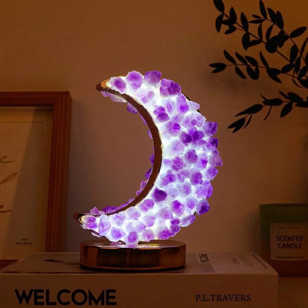 Crescent Moon Crystal Lamp
