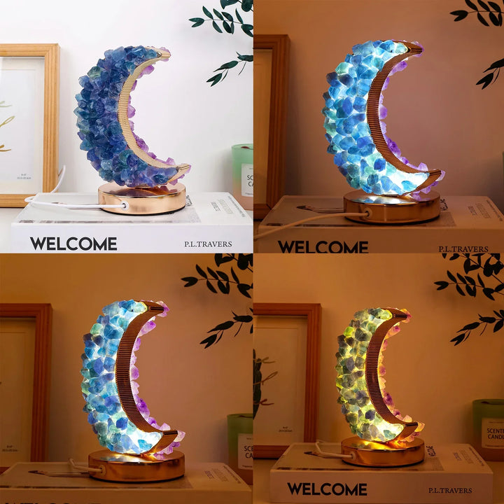 Crescent Moon Crystal Lamp