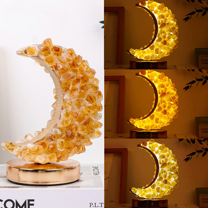 Crescent Moon Crystal Lamp
