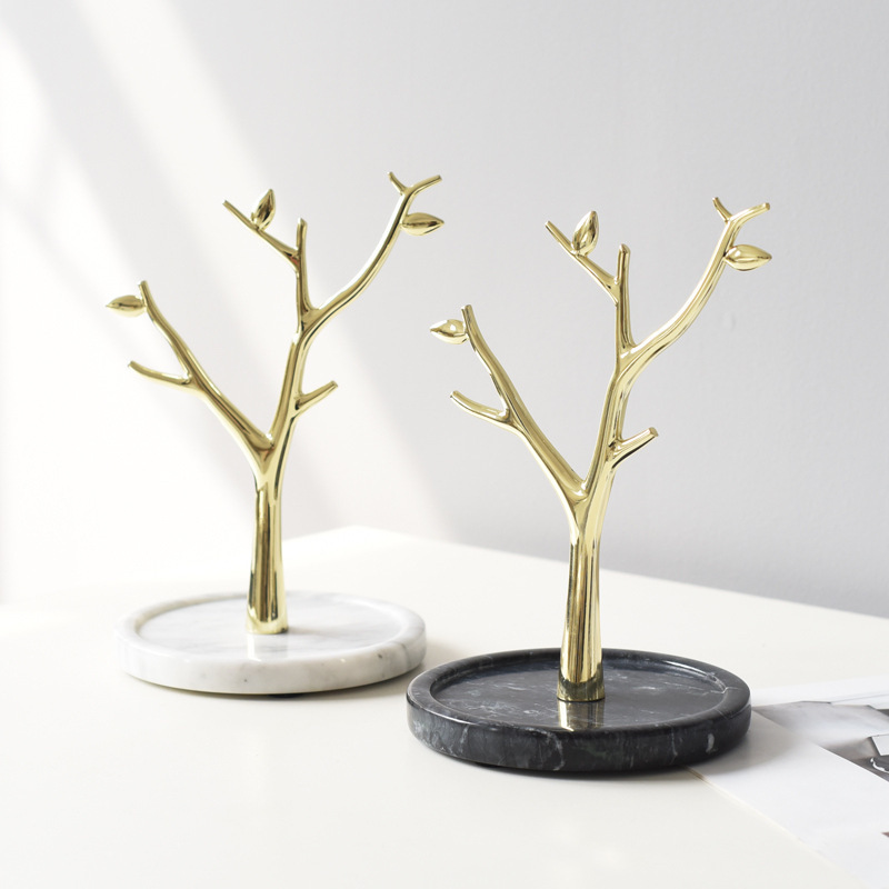 Gold Jewelry Tree by Gemia with Marble Base