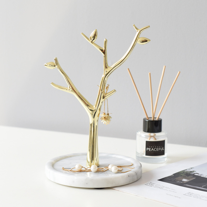 Gold Jewelry Tree by Gemia with Marble Base